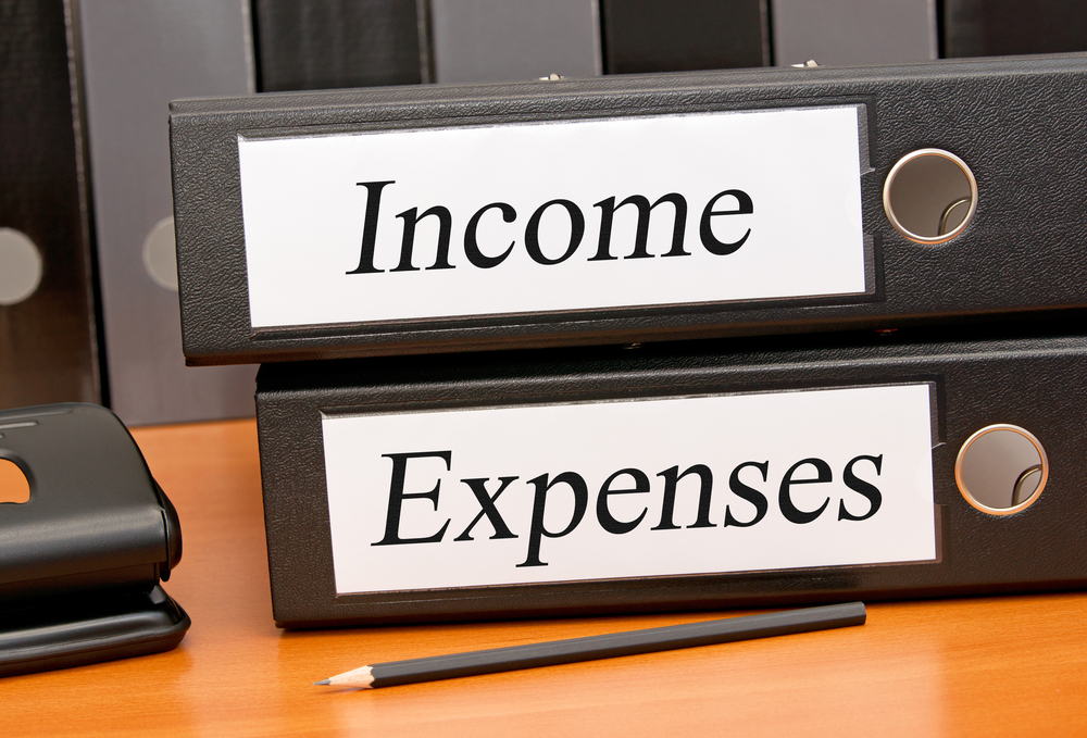 Binders with Income and Expenses Labeled